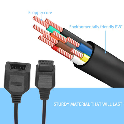 JoFong 9 Pin Controller Extension Cable for AV 620 HD 621 HD 821 Classic Retro Game Console Plug and Play Wired Video Game Controller Gamepad Extension Cable 5.8FT 2-Pack Black