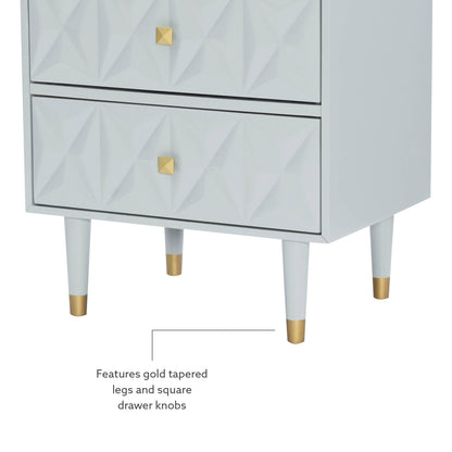 Linon Sheerah Grey Two Drawer Geo Texture Nightstand