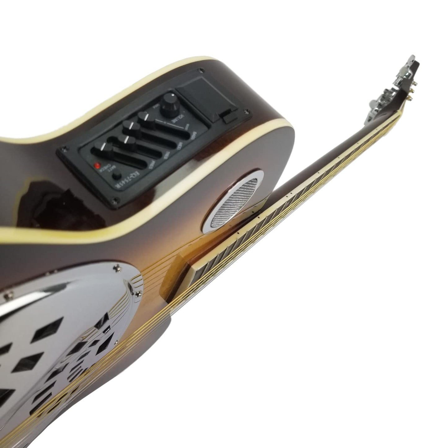 Acoustic Electric Guitar Sunburst Mahogany Traditional Resonator with Built-in Pre Amplifier, Steel Strings