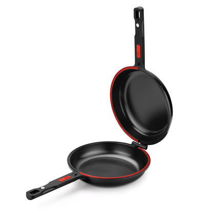 BRA COOKWARE Premiere Dual Skillet | 8 inches Double Frying Pan for Frittatas & Spanish Omelets | PFOA Free Triple Nonstick Coating | Full Induction Reversible Pan | Cast Aluminum Flip Skillet