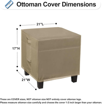 21L 21W 17H Inch, OutdoorLines Outdoor Waterproof Patio Ottoman Covers - Rectangle UV-Proof Patio Side Table Cover