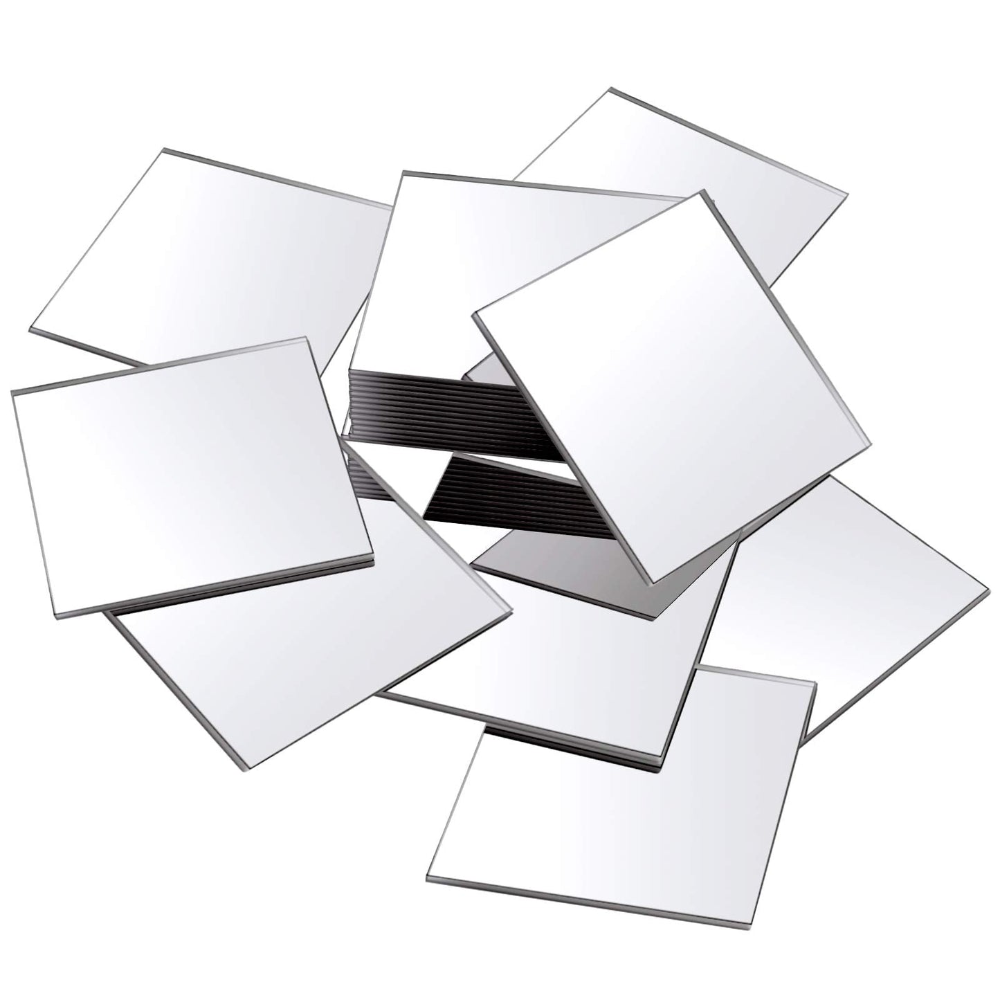 Jetec 25 Pcs Mini Size Acrylic Square Mirror Adhesive Small Square Mirror Tiles for Crafts and DIY Projects Supplies (4 Inches)