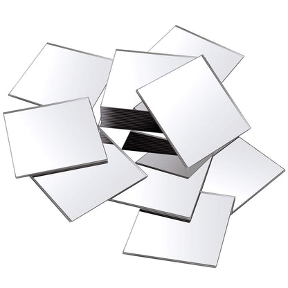 Jetec 25 Pcs Mini Size Acrylic Square Mirror Adhesive Small Square Mirror Tiles for Crafts and DIY Projects Supplies (4 Inches)