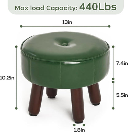 13in 13''L 13''W 10.2''H, oakvivo Small Foot Stool Ottoman, Round Faux Leather Foot Rest for Couch, Under Desk Pouf