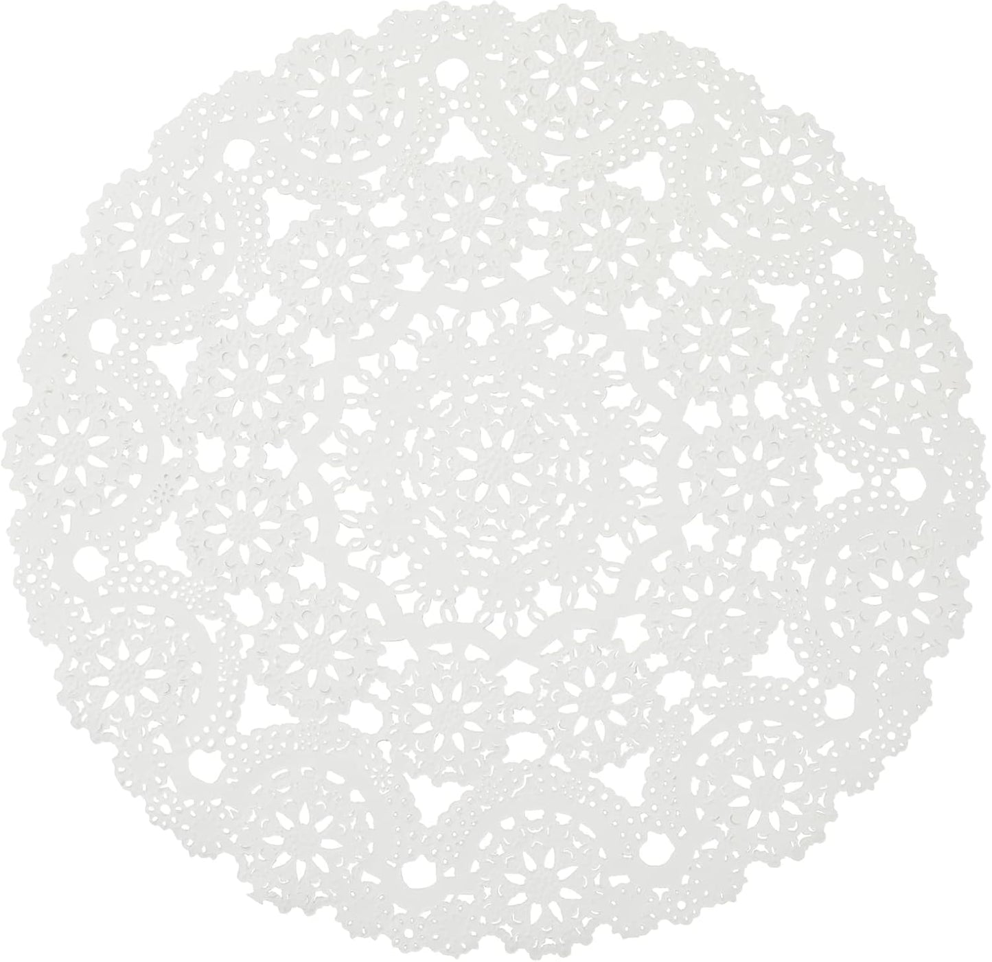 Juvale White Lace Paper Doilies for Tea Party Decorations - 12 in Round, 200 Pack Disposable Paper Placemats