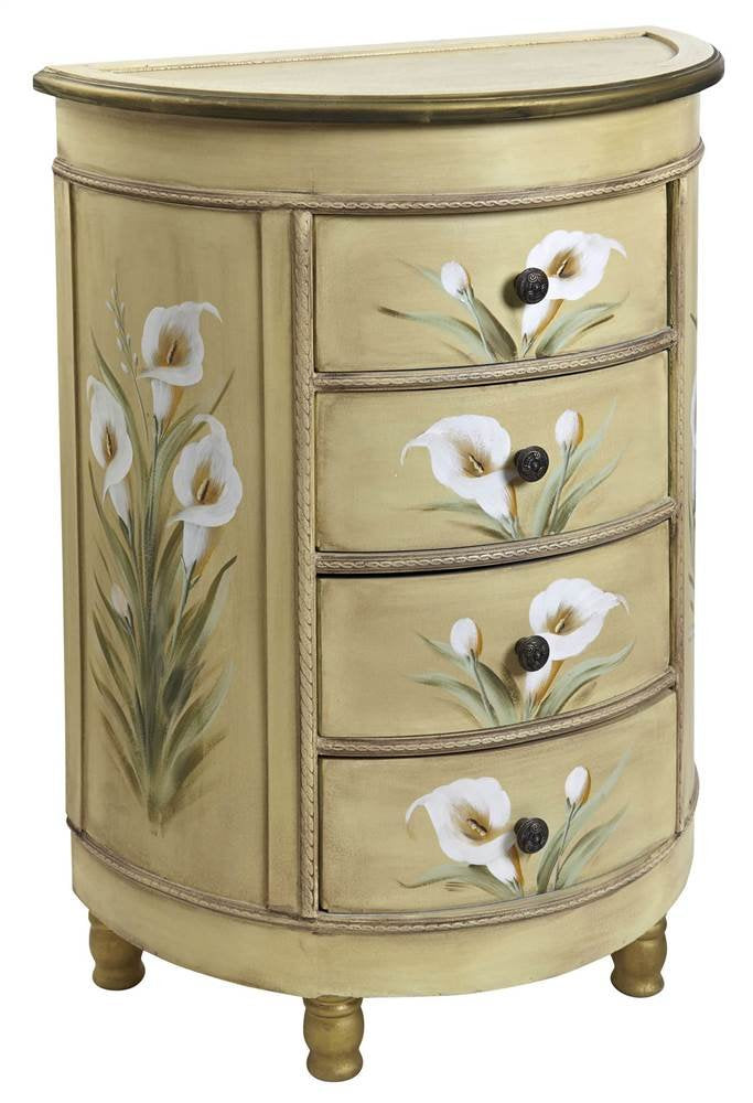 Nearly Natural Antique Accessory Table with Calla Lily Floral Art