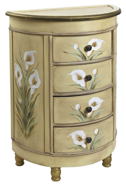 Nearly Natural Antique Accessory Table with Calla Lily Floral Art