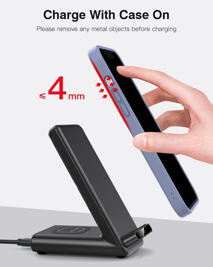 Wireless Charging Station,3 in 1 Charging Stand Made for Apple Watch Ultra 11 10 9 8 7 6 SE 5 4 3,Fast Wireless Charger Made for iPhone 17/Air/16/15/14/13/12,for AirPods Pro(with Adapter) (Black)