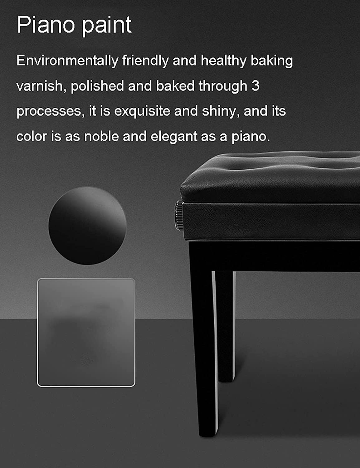 GAZOGJ Family Banquet Piano Stool Dressing Table Stool Height Adjustable Piano Bench Genuine Leather Keyboard Stool Padded Cushion Filling with High Resilience Sponge,Mahogany