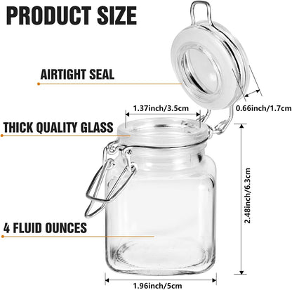 12 Pack 4oz 12 (12 Pack) SPANLA Spice Jars, Small Glass Jars with Airtight Hinged Lid, With Spice Labels & Silicone