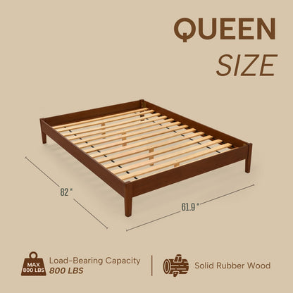 NATLE & CO Woodmere Premium Queen Bed Frame, Solid Wood Platform Bed, Wood Slat Support, Tapered Solid Wood Legs, No Box Spring Needed, Mid-Century Modern Style, Easy Assembly (Walnut)