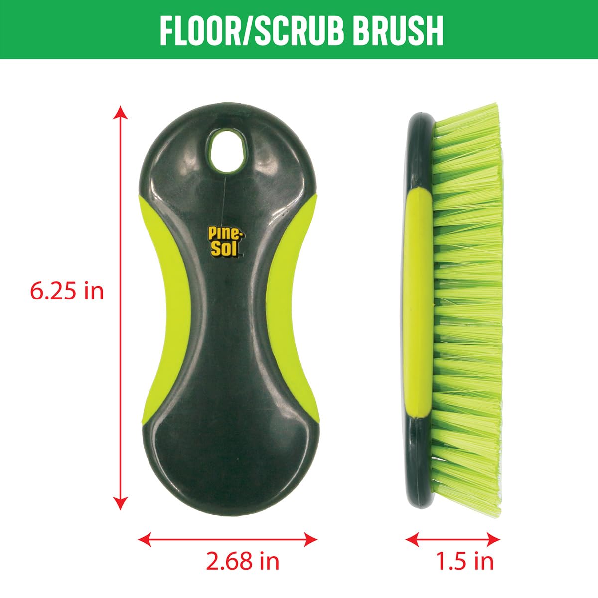 Pine-Sol Scrub Brush Set - Long Handle Cleaning Brushes with Heavy Duty Bristles and Comfort Grip - Scrubbers for Kitchen, Household, and Dishwashing, 5 Pieces