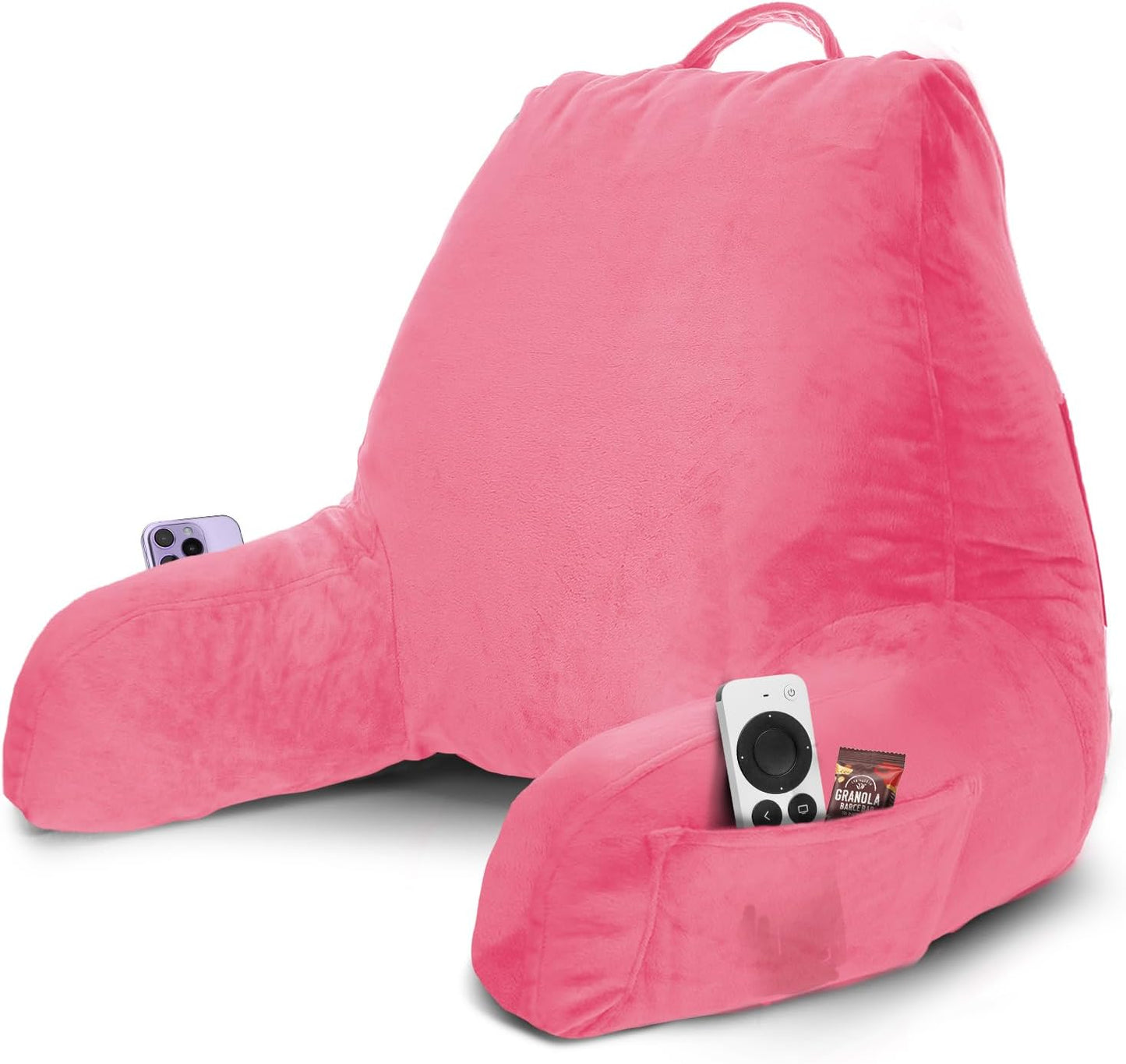 Nestl Reading Pillow with Shredded Memory Foam, Designed for Sitting Up in Bed and Couch, Back and Arms Adjustable