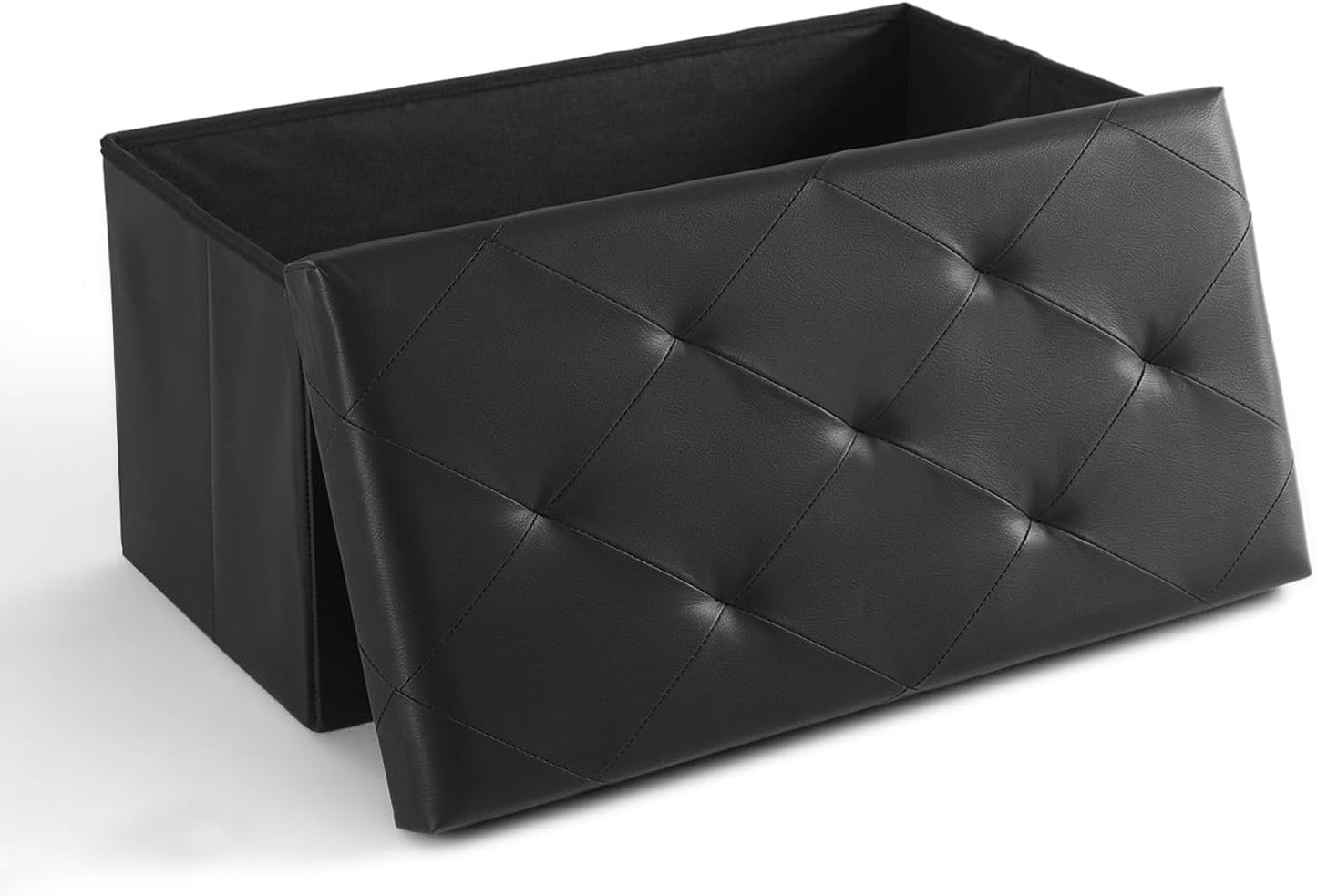 30 Inches 660 lbs, Sweetcrispy Folding Ottoman with Storage Bench, Foot Rest Stool, End of Bed Storage Bench