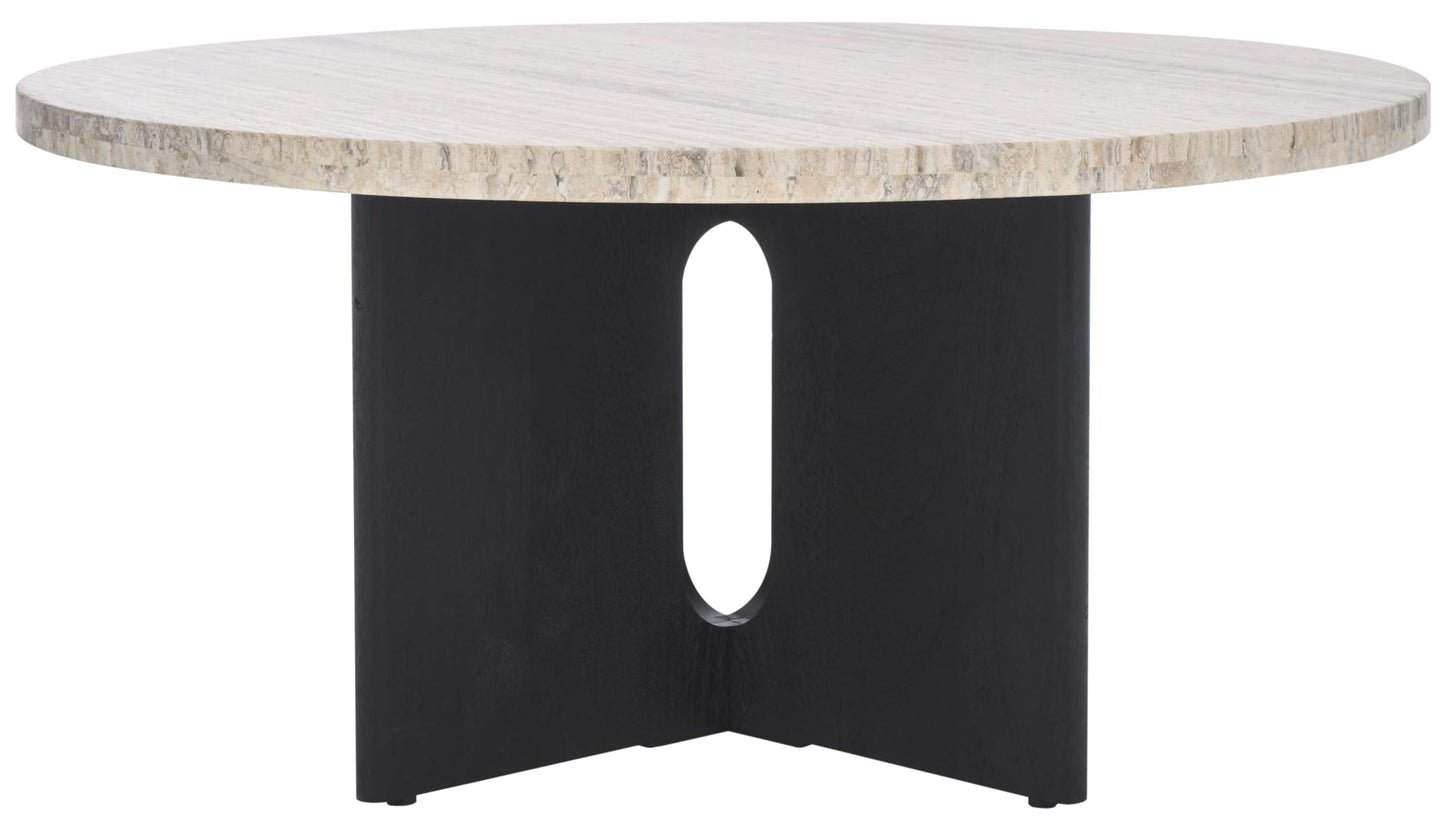 SAFAVIEH Couture Collection Shayne Travertine/Black Solid Wood Coffee Table