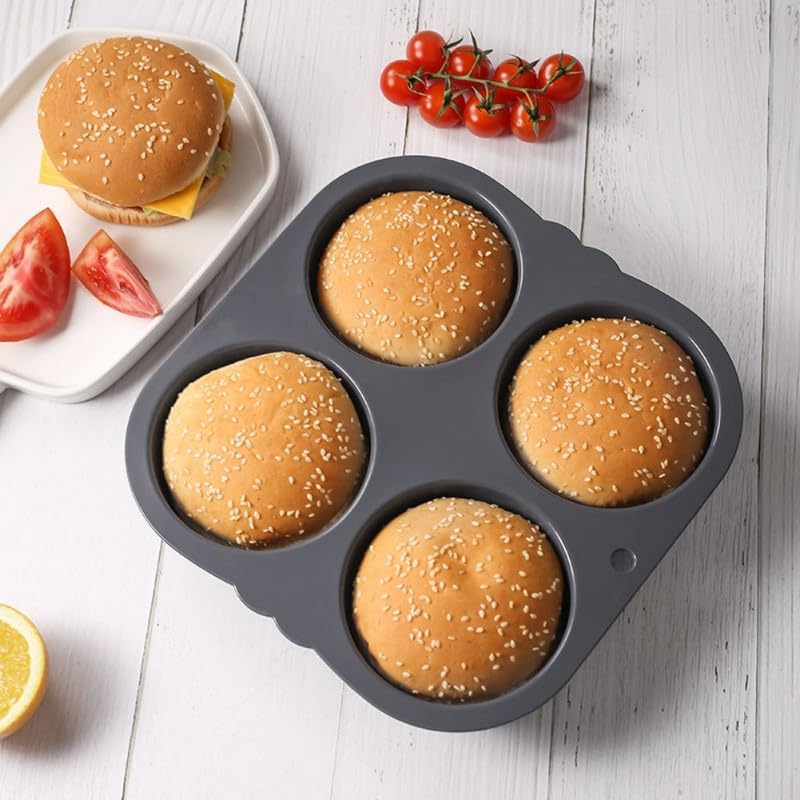 Silicone Hamburger Bun Pan, Multi Cavity Non-Stick Baking Mold for Making Buns, Household Baking Tool