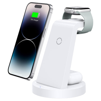 3 in 1 Charging Station for iPhone, Wireless Charger for iPhone 17 16e 16 15 14 13 12 11 X Pro Max & Apple Watch - Wireless Charging Station for AirPods 4 3 Pro