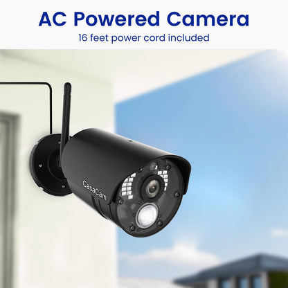 CasaCam Wireless Security Camera System Air | 7" Touchscreen Monitor and 2 720p Cameras | AC Powered, No Monthly Fees, Two-Way Audio, Free APP, Micro SD Card and Battery Installed, Model VS802