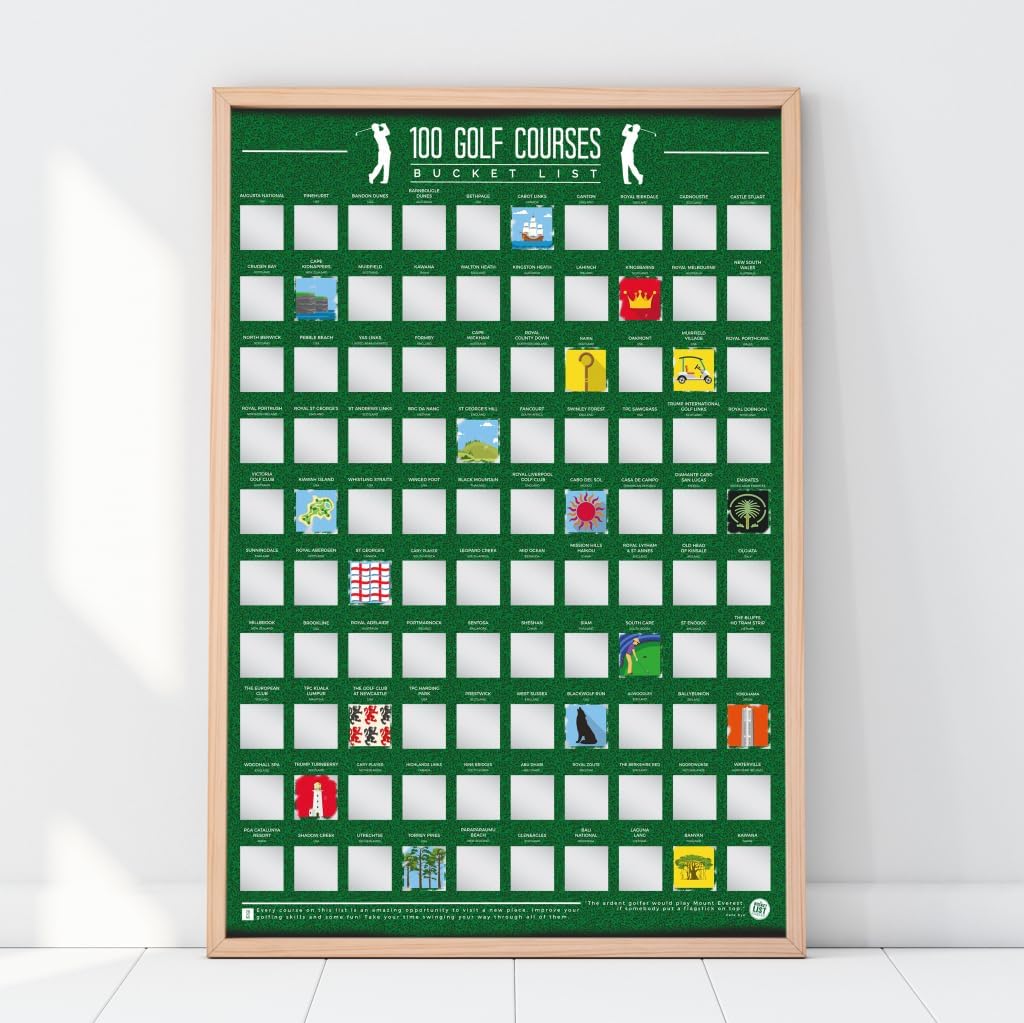 Gift Republic 100 Golf Courses Bucket List Poster