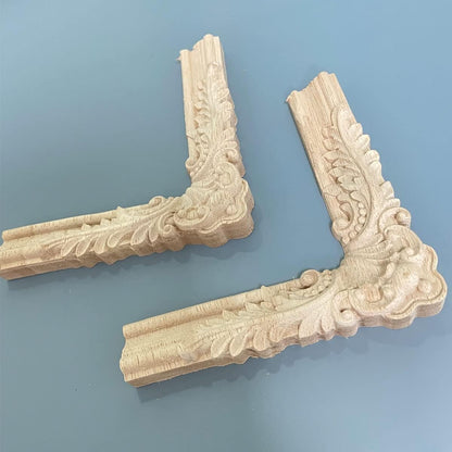 YOKIOU 4PCS 4.7 4.7in (4Corner4.7 4.7in) Decorative Wood Carved Corner Onlay Appliques * for Furniture Door Cabinet *