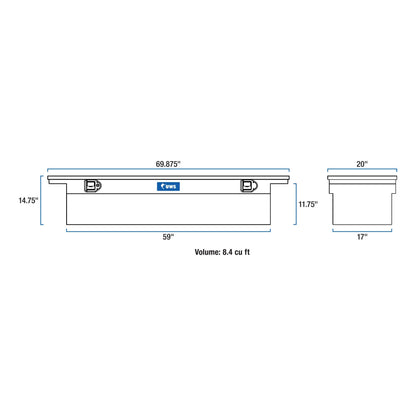 UWS EC10451 69-Inch Heavy-Wall Aluminum Truck Tool Box with Low Profile, RigidCore Lid