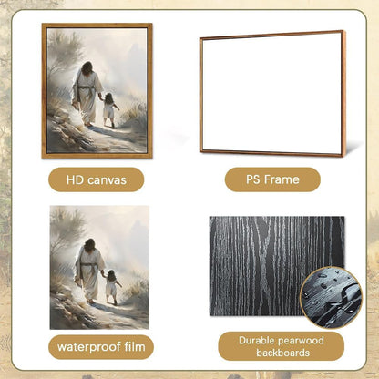 ARTZIO Canvas for Painting with Framed Jesus Religious Wall Art, Home Kids Girls Room Decor, 8x10in Ready to Hang