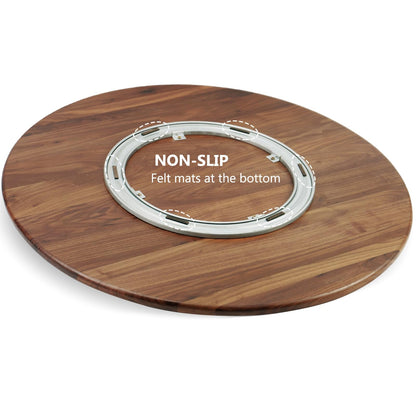 MAGIGO 30 Inches Black Walnut Wood Lazy Susan Organizer, Solid Wooden Round Turntable, Rotating Tray for Table Top/Counter Top