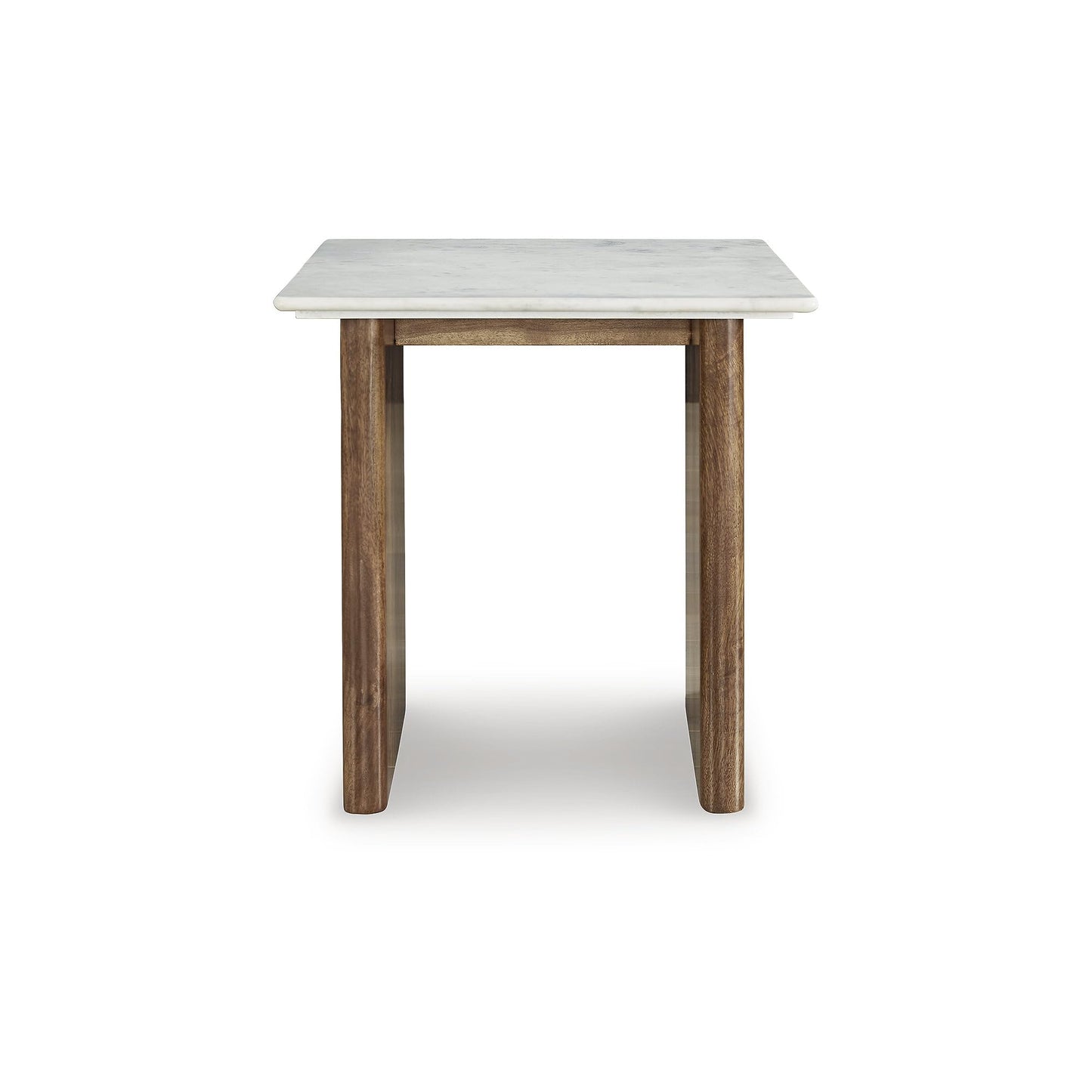 Signature Design by Ashley Isanti Modern End Table with Marble Top, White & Light Brown