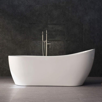 Woodbridge 67" Acrylic Freestanding Bathtub Contemporary Soaking Tub with Chrome Overflow and Drain, BTA1508-C,White