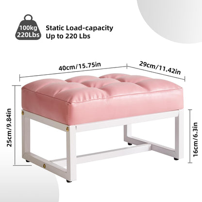 YD-JD139P Aibiju Small Footstool, Rectangle Ottoman with Faux Leather Padded Seat, Change Shoes Bench, Sofa Footrest