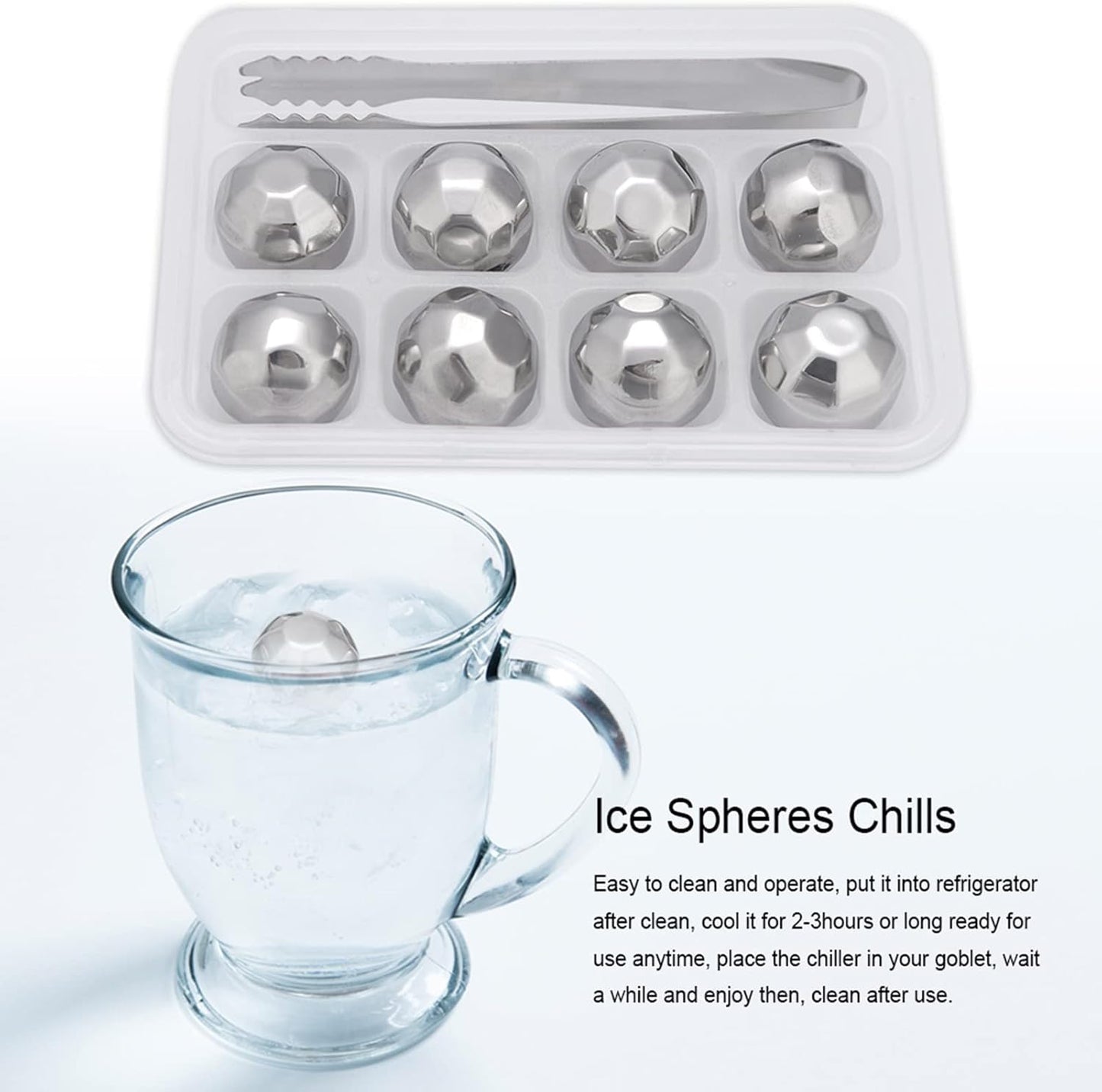 Stainless Steel Ice Spheres for Chilled Wine, Whiskey, and Fruit Drinks