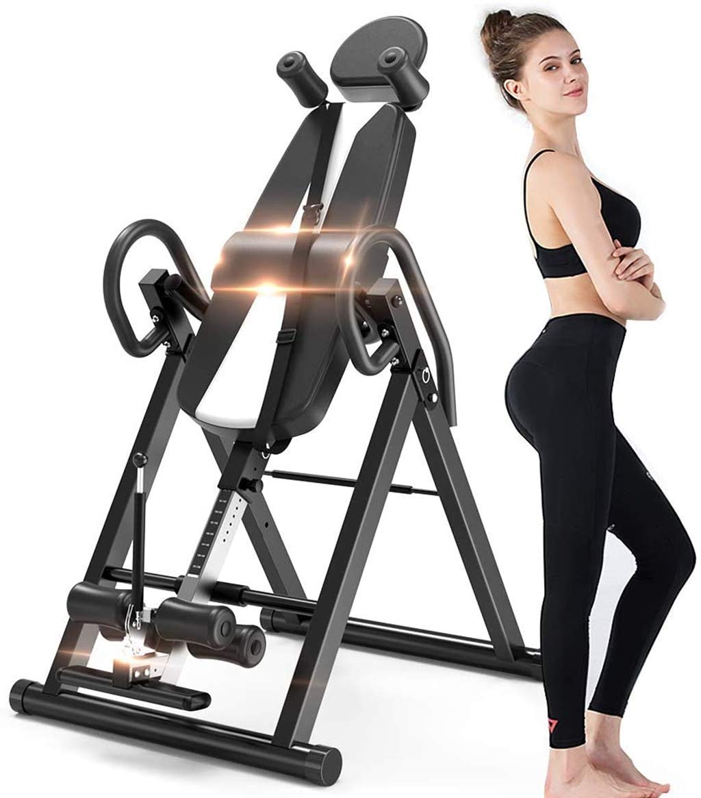 Gravity Heavy Duty Inversion Table with Headrest Adjustable Protective Strap Back Stretcher Machine for Pain Relief Therapy Body Fi