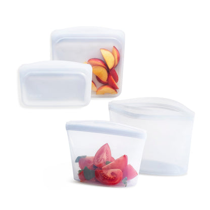 Stasher Premium Silicone Reusable Food Storage Bags, 4-Pack, Multi, Multi-Use Food Storage Bags, Lunch Bag, Travel Containers, BPA Free, Leak-free, Dishwasher-Safe, Eco-friendly