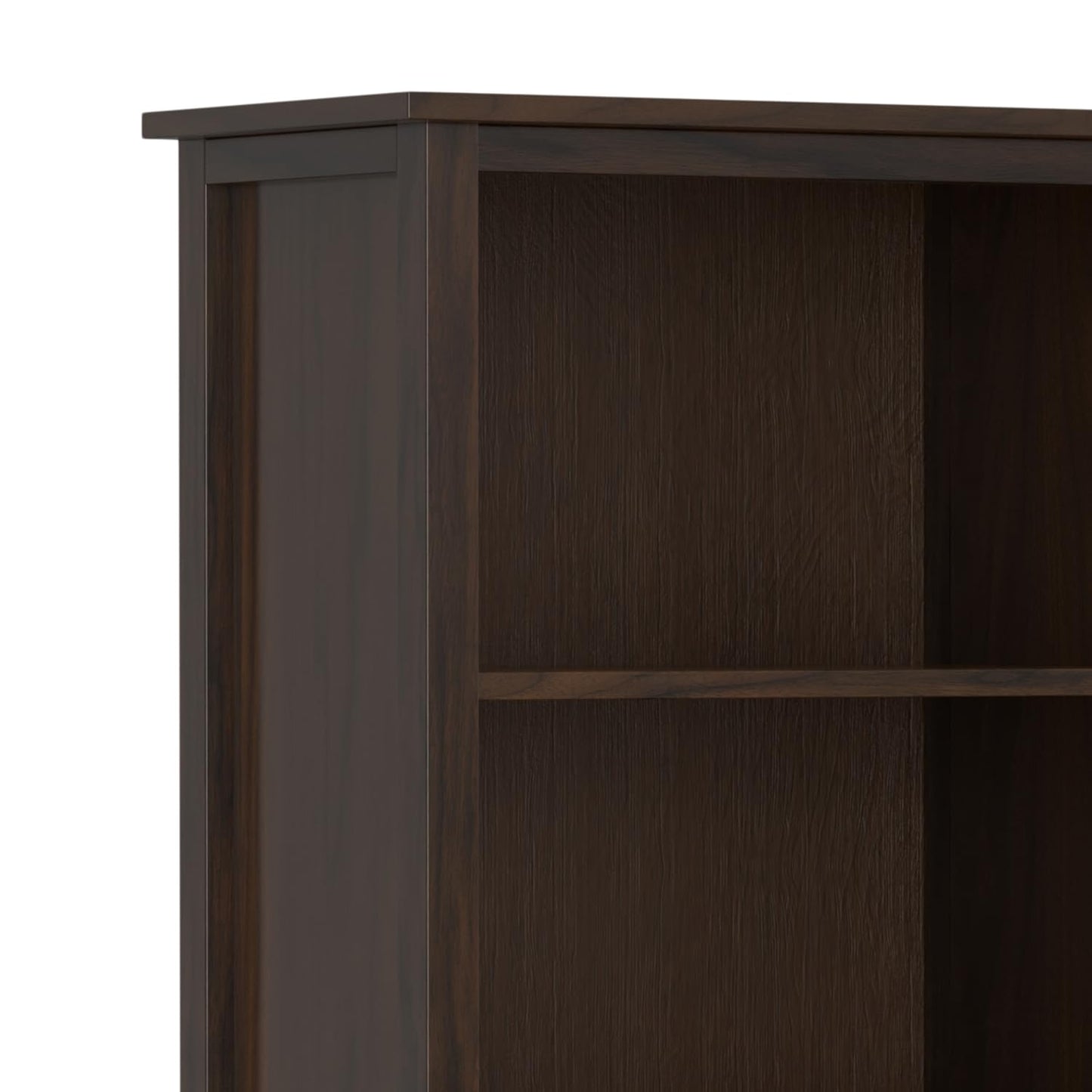 SIMPLIHOME Warm Shaker Bookcase - 72 inch Tall 5-Shelf Solid Wood Bookshelf in Tobacco Brown, Transitional Storage for Living Room, Study Room or Office with Adjustable Shelves and Tapered Legs