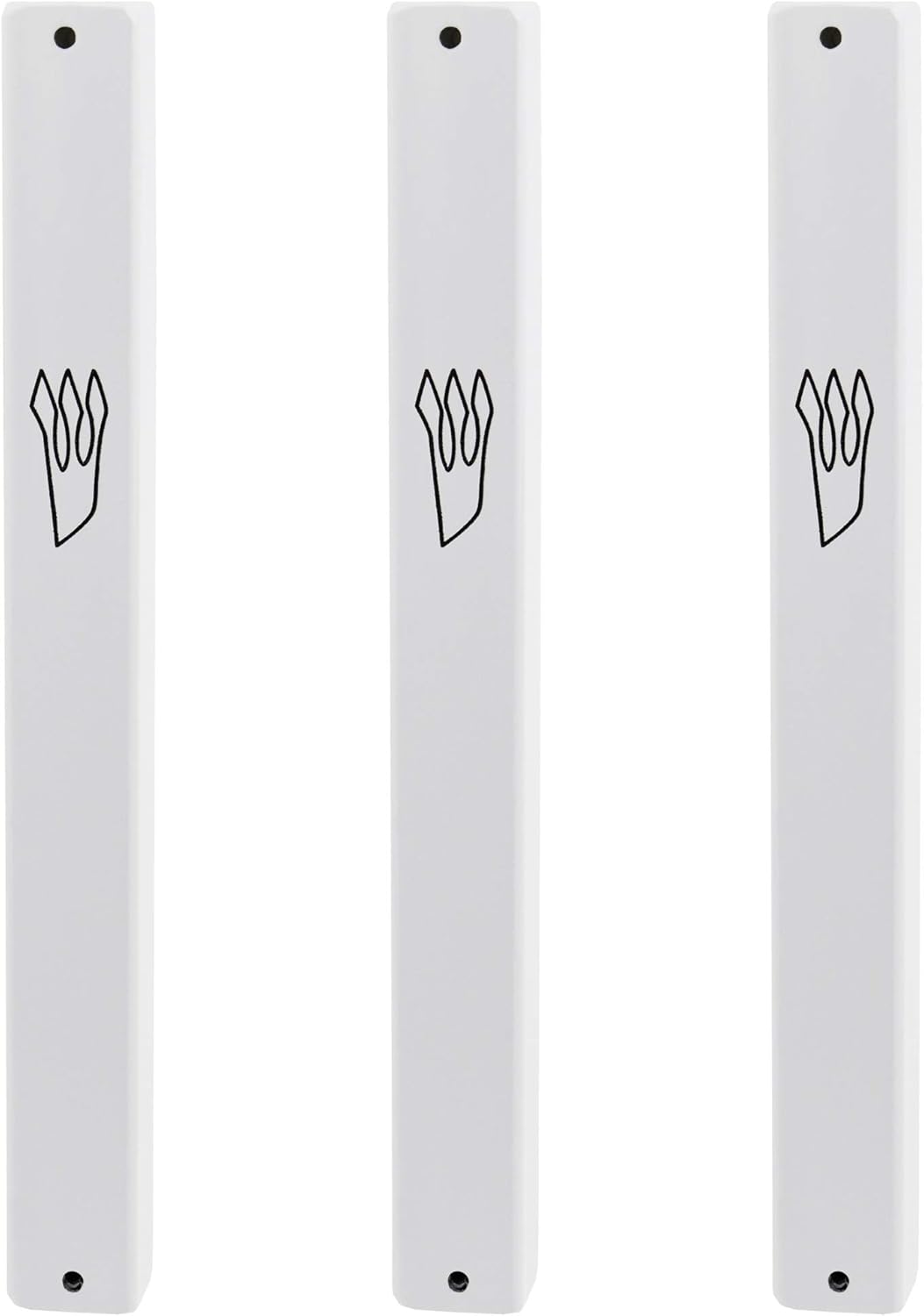 3-Pack Classic Aluminum Mezuzah Case for Mezuzah Scroll (with Nail), Weather Proof, Easy Peel and Stick (White, 5.5inch)