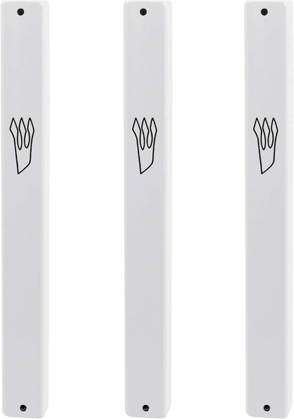 3-Pack Classic Aluminum Mezuzah Case for Mezuzah Scroll (with Nail), Weather Proof, Easy Peel and Stick (White, 5.5inch)