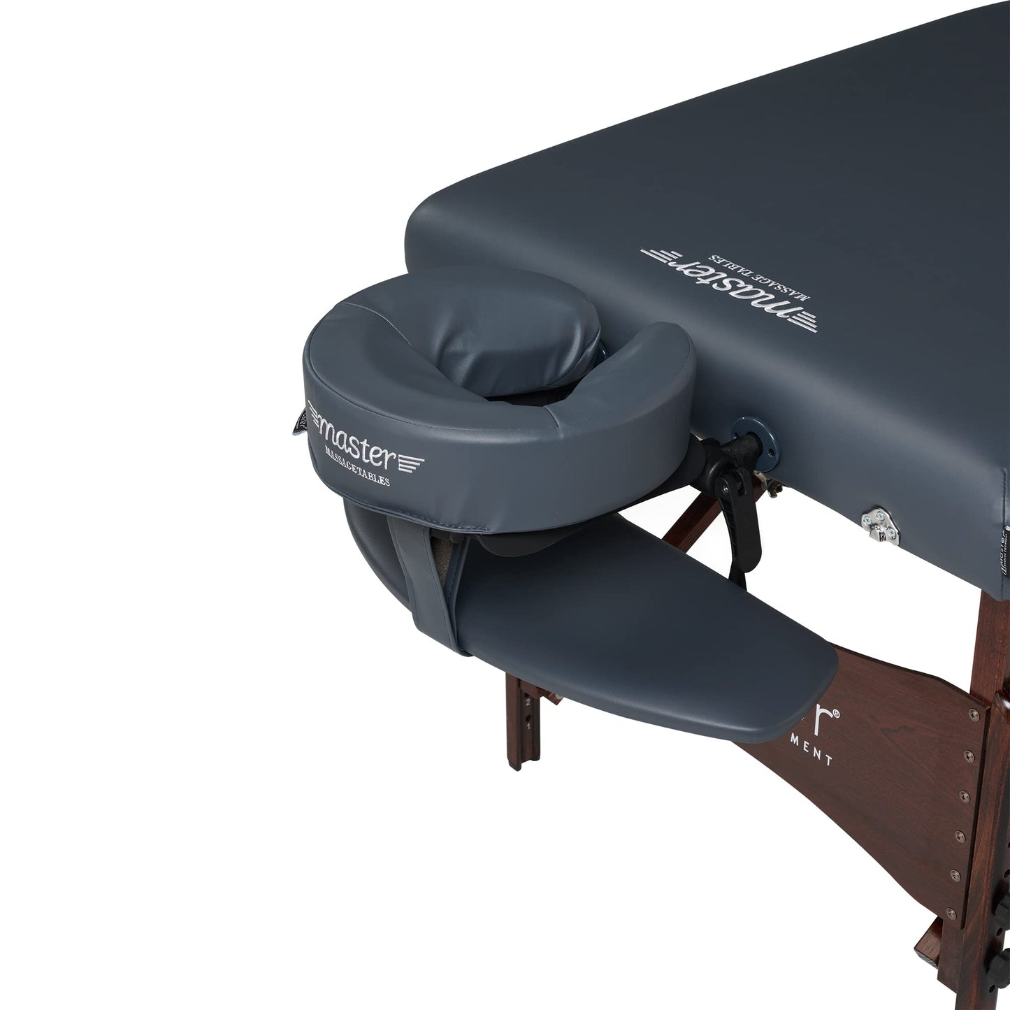 Master Massage Newport Portable Massage Table Package with Denser 2.5" Cushion, Walnut Stained Hardwood, Steel Support Cables, Pillows & Accessories, Royal Blue, 30"