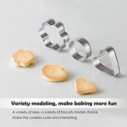 Cookie Cutter 12PCS, Flower Heart Star Biscuit Cracker Cutters, Foodgrade Stainless Steel, Different Shape Size