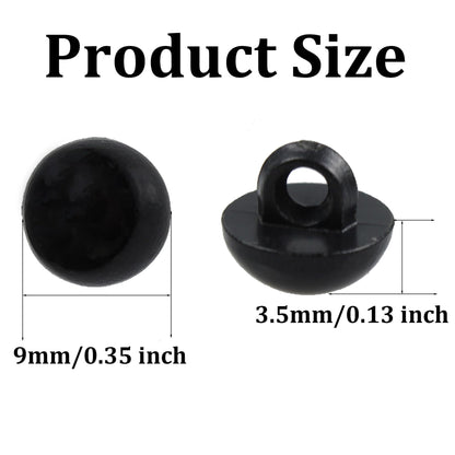 pson 100PCS Black Plastic Safety Eyes, 9mm Sewing On Mushroom Domed Buttons Craft Eyes for Crochet Animal Toys, Teddy Bear, Puppet & Plush Doll Making