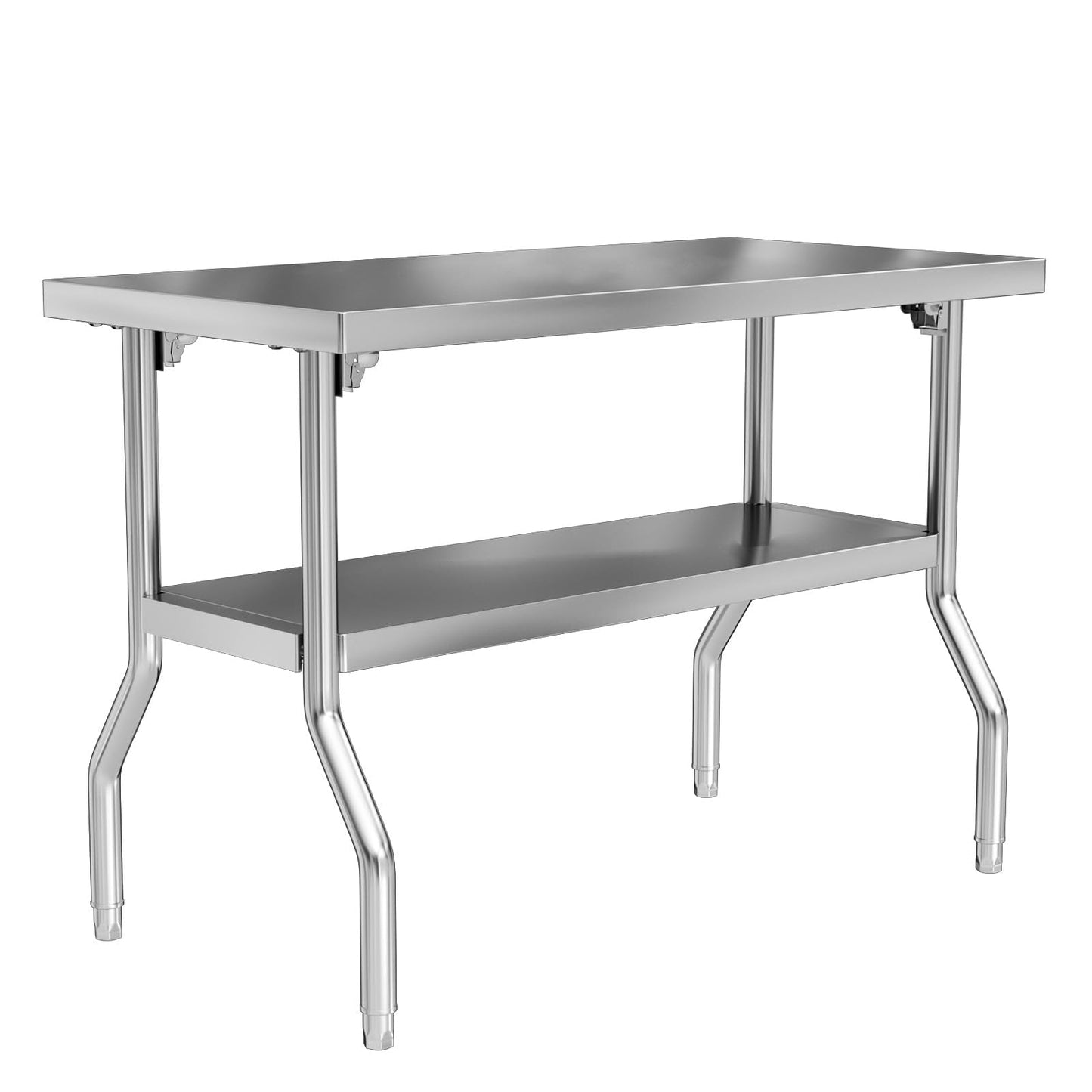 Chingoo Stainless Steel Folding Table 48 x 24 Inch Commercial Workbench with Removable Undershelf, Collapsible Portable Utility Table for Kitchen, Outdoor BBQ, Restaurant, Garage