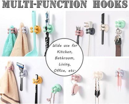 Silicone Toothbrush Holders - 6 Pcs Razor Hooks Adhesive Wall Mounted for Hanging Towel Key Plug Cable
