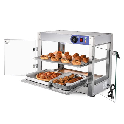 AMPERSAND SHOPS Commercial Food Warmer Pizza Pretzel Empanada Storage Display Cabinet (2-Tier)