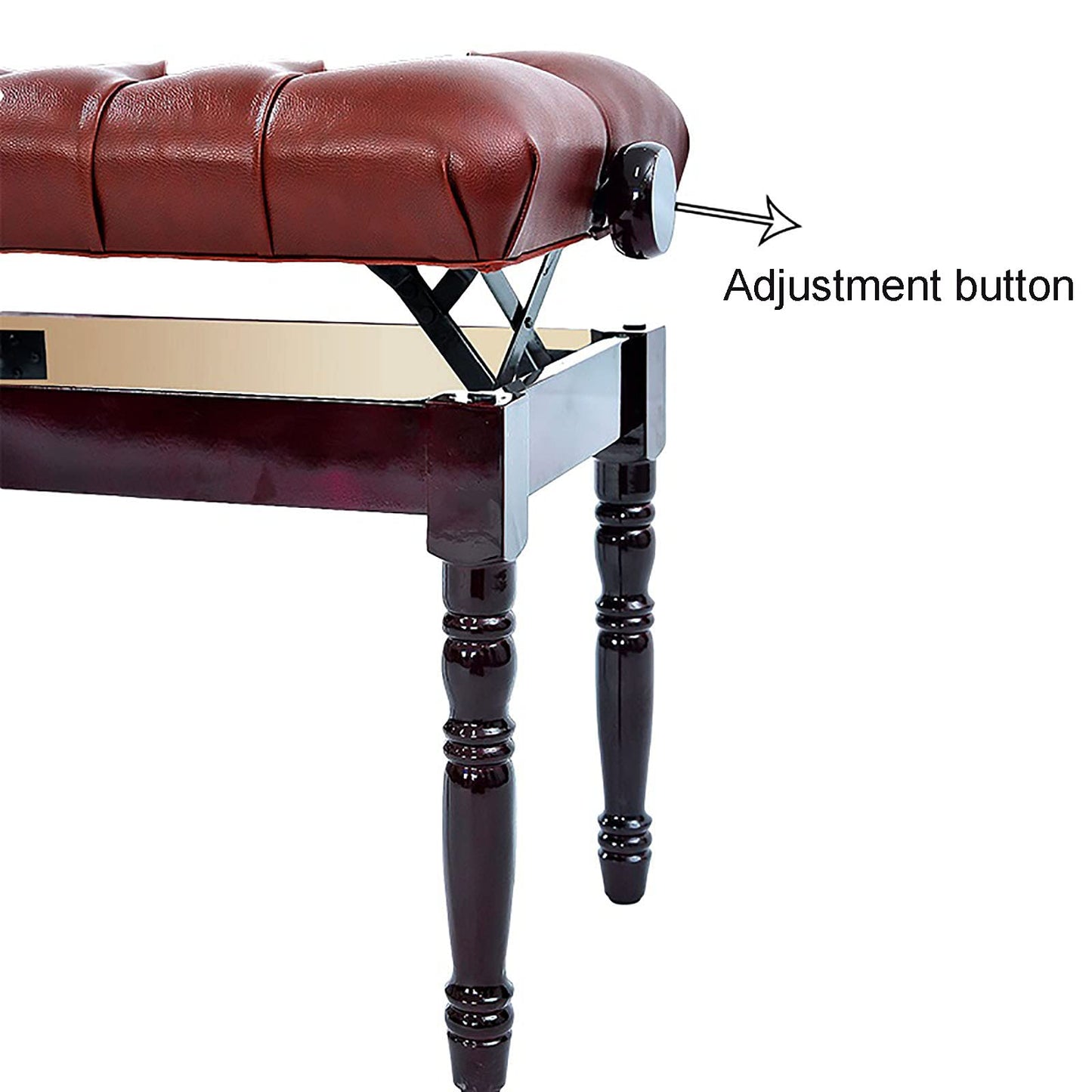 EliteBloom Leather Piano Bench Adjustable Single Piano Stool Adjustable Piano Bench Piano Bench with Solid Wood Leg Luxury Style Height: 46-56Cm,Reddish Brown,Brown
