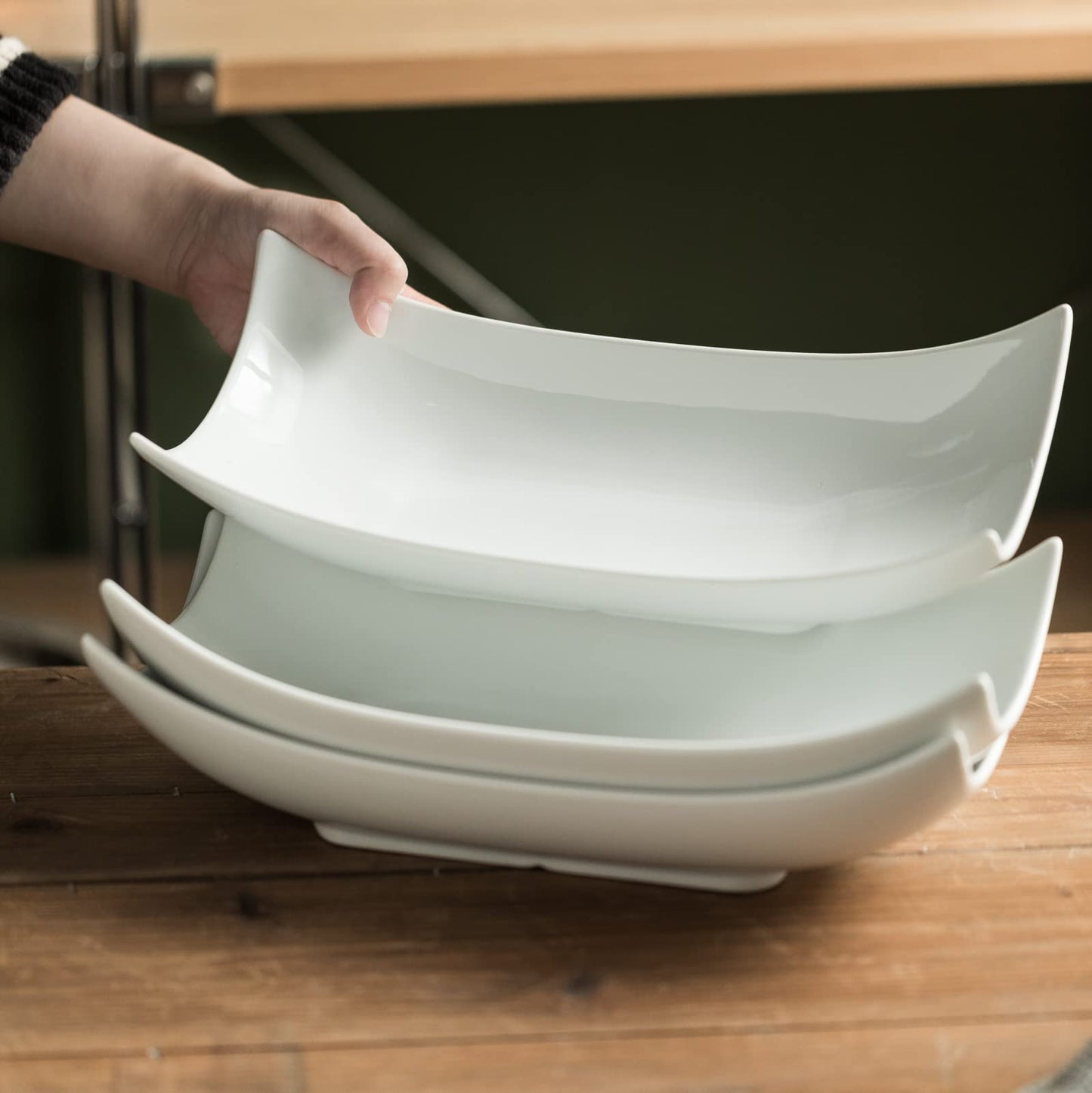 Gomakren Serving Platters Serving Bowls Set Turkey Serving Platter Porcelain Serving Dishes For Entertaining Special Curved Deep Large Mothers Day Thanksgiving Dishes Gifts Set of 3 White 12 Inch
