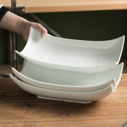 Gomakren Serving Platters Serving Bowls Set Turkey Serving Platter Porcelain Serving Dishes For Entertaining Special Curved Deep Large Mothers Day Thanksgiving Dishes Gifts Set of 3 White 12 Inch