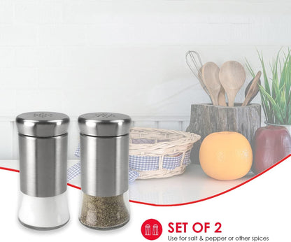 Home Basics 2 Piece Essence Salt & Pepper Shaker, Multicolored, Silver