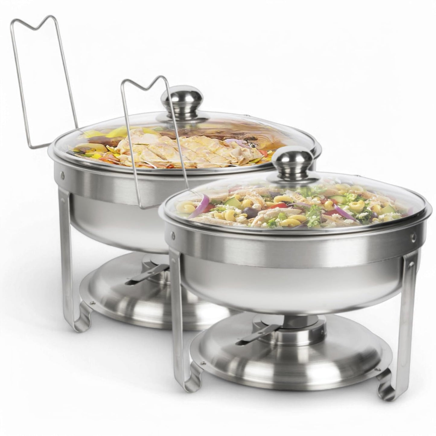 Alpha Living Chafing Dish Buffet Set of 2 – Complete Stainless Steel Chaffe Buffet Set with Glass Lids, Chafing Fuel Holder – Elegant and Practical Warmer Trays for Buffet, Wedding, Catering Supplies