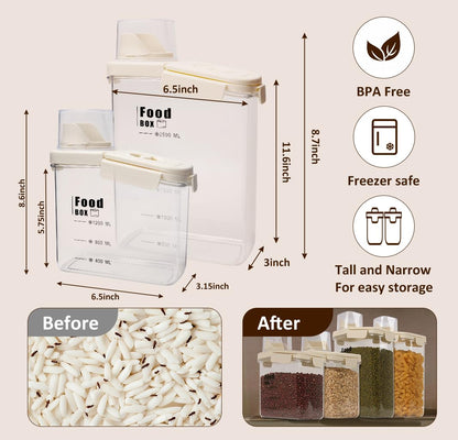 hoforife 2 Pcs Airtight Cereal Containers Storage Set for Kitchen, Large Plastic Rice Dry Food Dispenser Non-Bpa (41oz & 85oz)