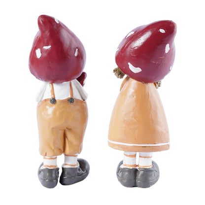 Brizoria 2-Piece Mushroom Decor Fairy Garden Accessories Outdoor Resin Cute Boy and Girl Figurines Whimsical Garden Statues Miniature Fairy Garden Supplies for Patio Yard Lawn Home