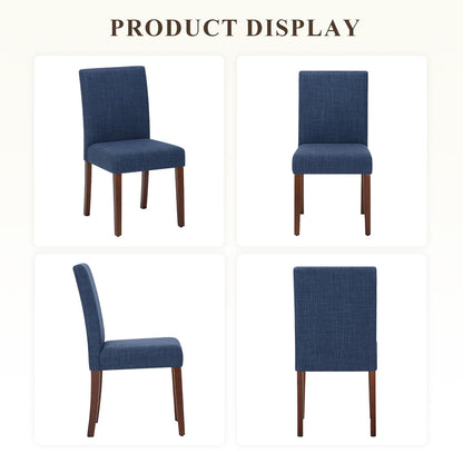 MALOL Upholstered Dining Chairs Set of 6, Modern Fabric Dining Room Chair, Wooden Dining Chair, Kitchen Side Chairs, Farmhouse Dinner Chair with High Back for Kitchen, Blue